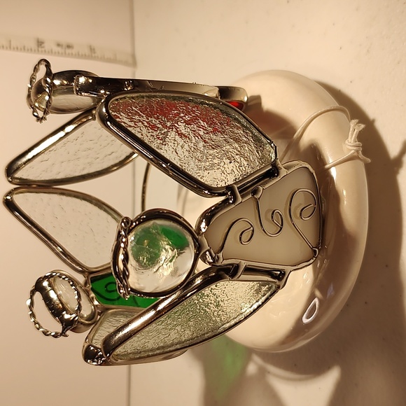 Candle Capper Glass Angels Stay On Topper Colored Glass Angels Red Green White - Picture 3 of 4